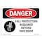 Signmission OSHA Danger Sign, Fall Protection Required Beyond, 10in X 7in Rigid Plastic, 10" W, 7" H, Landscape OS-DS-P-710-L-2551 - alternate 1
